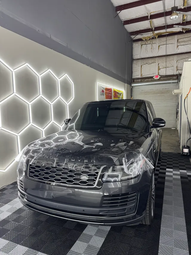 Range Rover having paint protection film fitted to the hood and front end in Alpharetta, GA